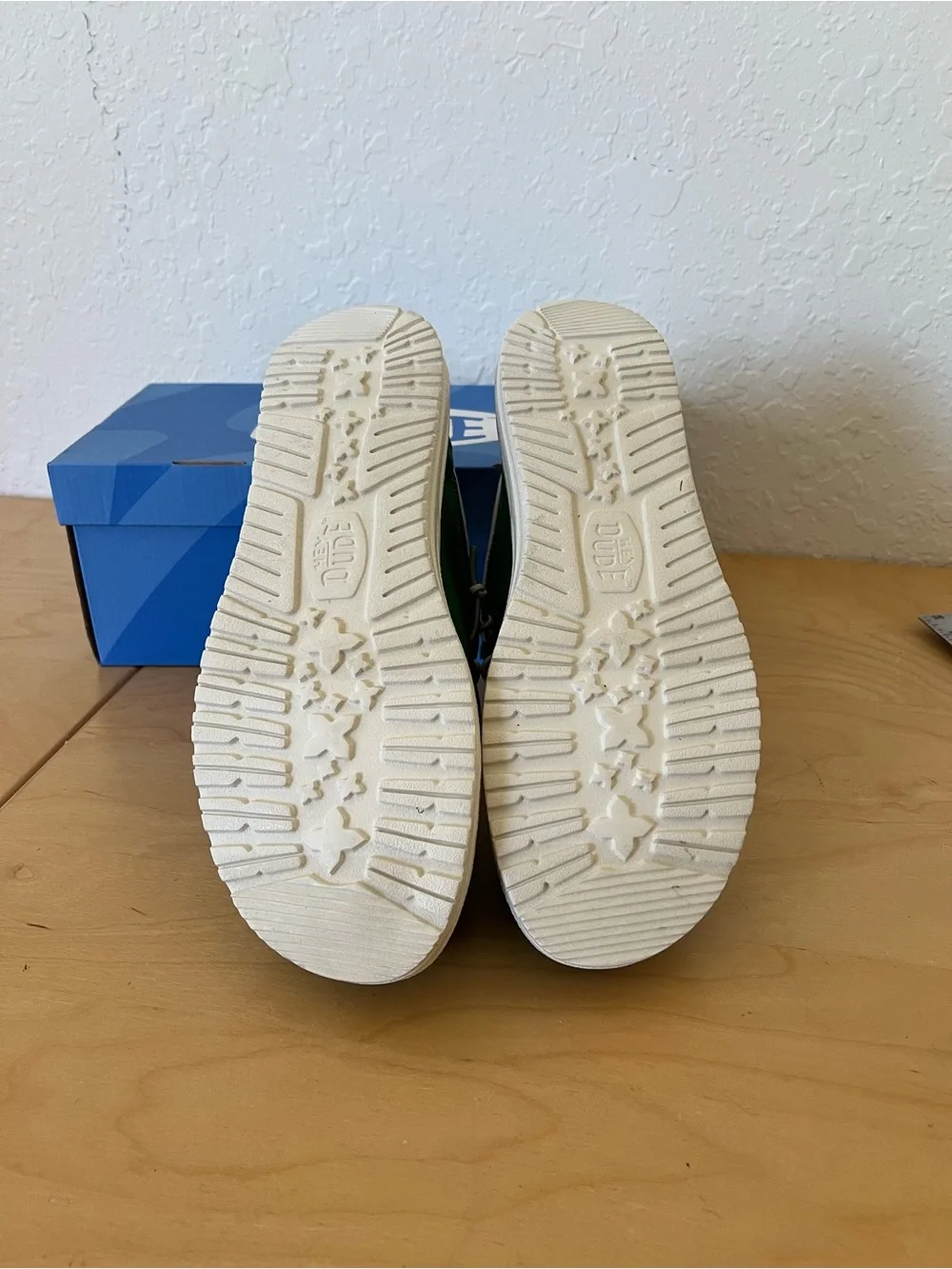 Hey Dude Green Canvas Boat Shoes for Men
